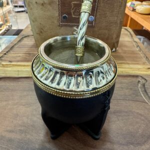 🧉 Mate Torpedo Premium Negro | Cuero Liso, Virola de Alpaca y Base de Cuero